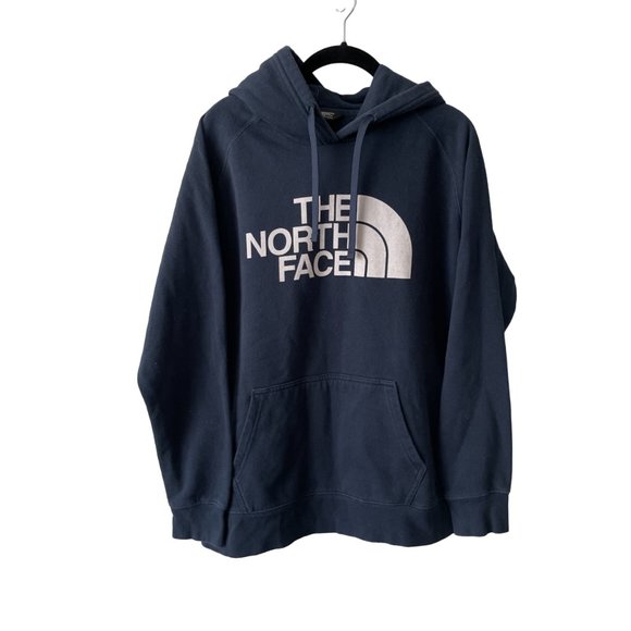 The North Face Tops - The North Face Pullover Hoodie Jacket Drawstring Logo Print Blue XL